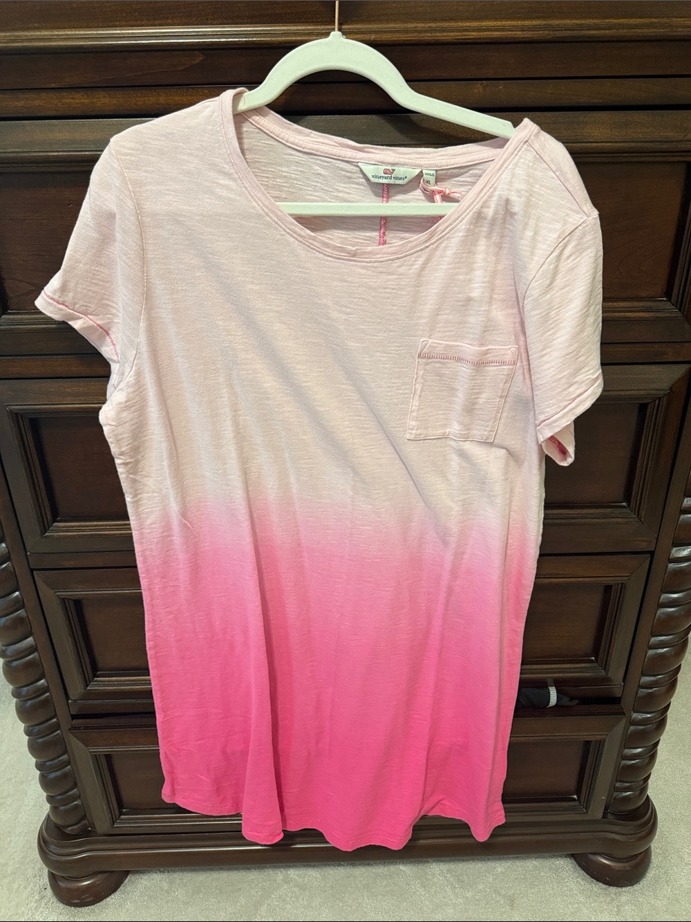 Vineyard Vines Pink Ombre Pocket Tee Dress